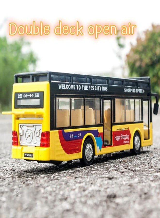 AHBHT New Diecast Toy Metal Diecast Sight View Metal Toy Bus Light Sound Pull Back Open Collection Bus for Kids Boys (Yellow) - Image 5